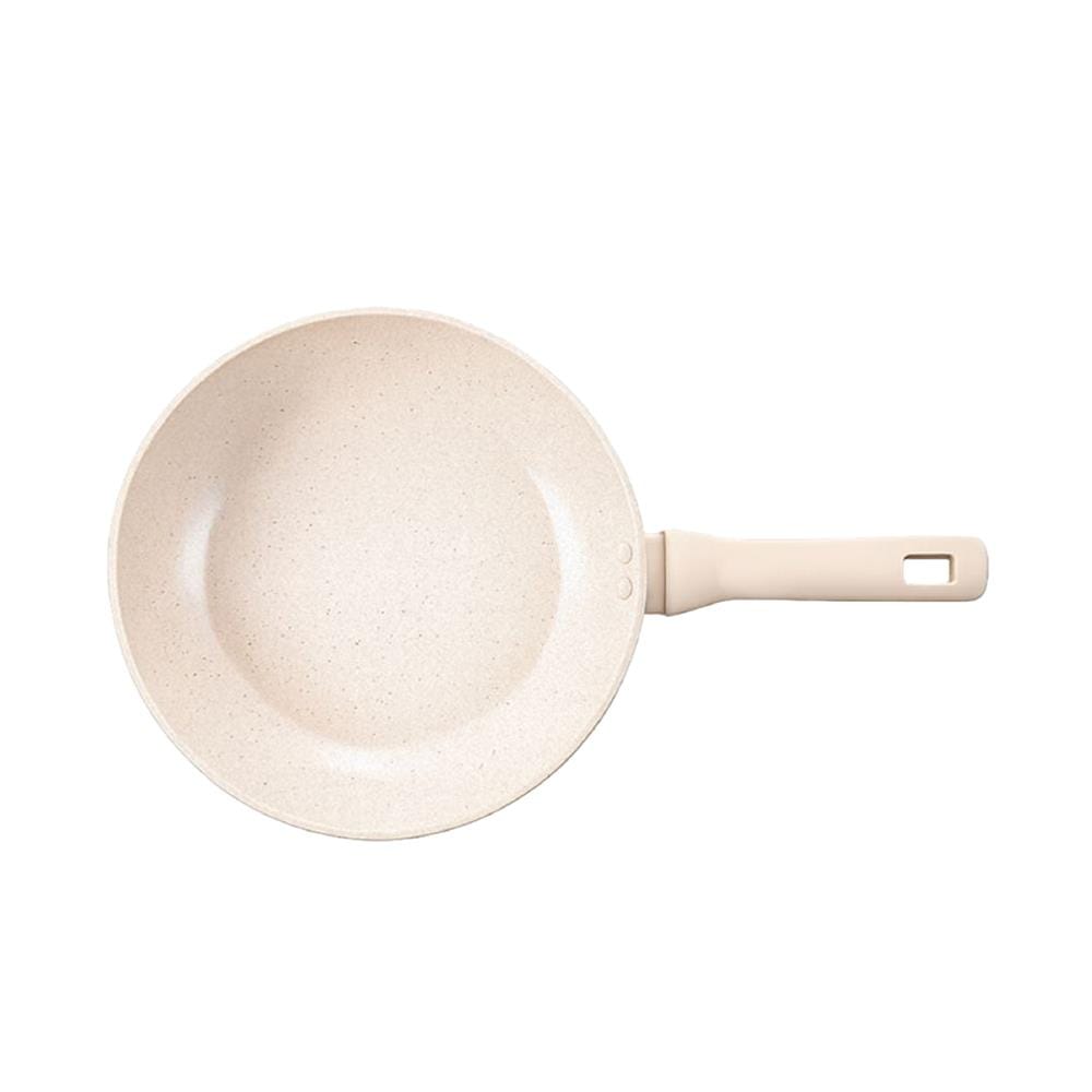 กระทะลึก 28 ซม. LOCKNLOCK MARBLE CERAMIC IH สีครีม