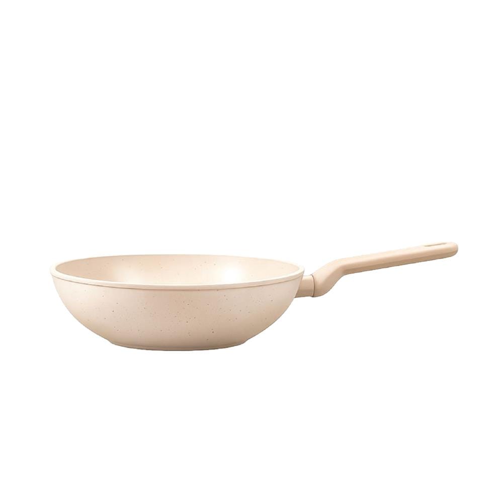 กระทะลึก 28 ซม. LOCKNLOCK MARBLE CERAMIC IH สีครีม