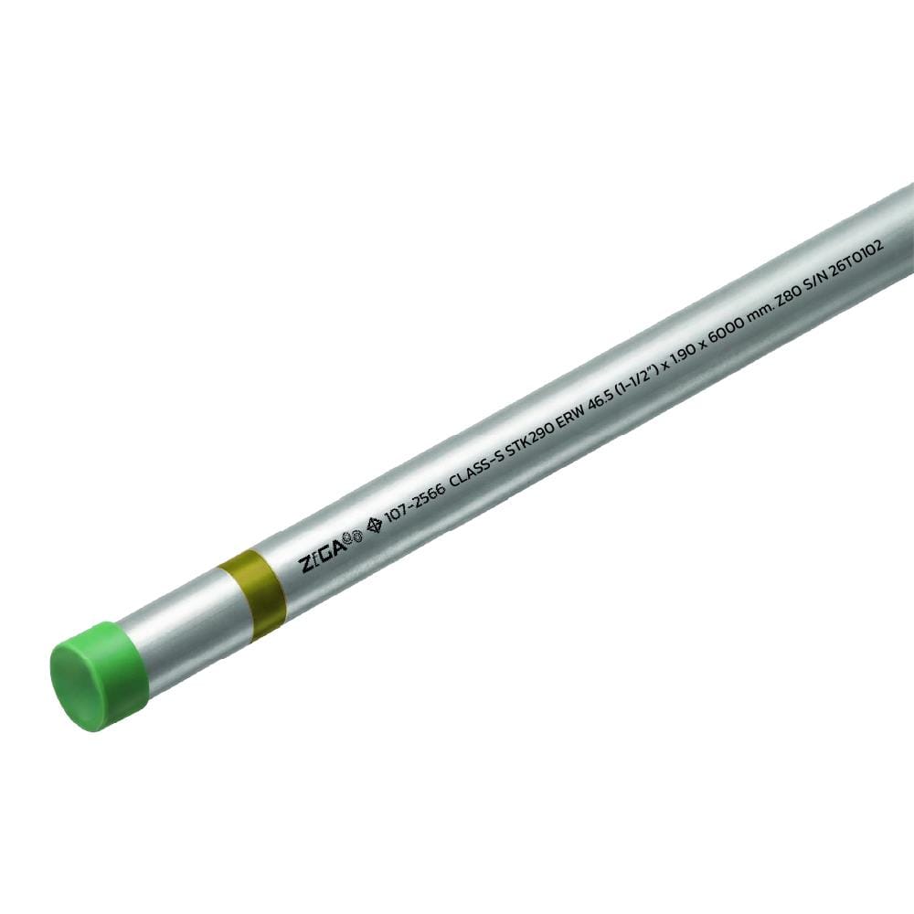 ท่อเคลือบสังกะสี ZIGA ปลายเกลียวคาดเหลือง 1-1/2 นิ้ว หนา 1.70-1.80 มม. ยาว 6 เมตร