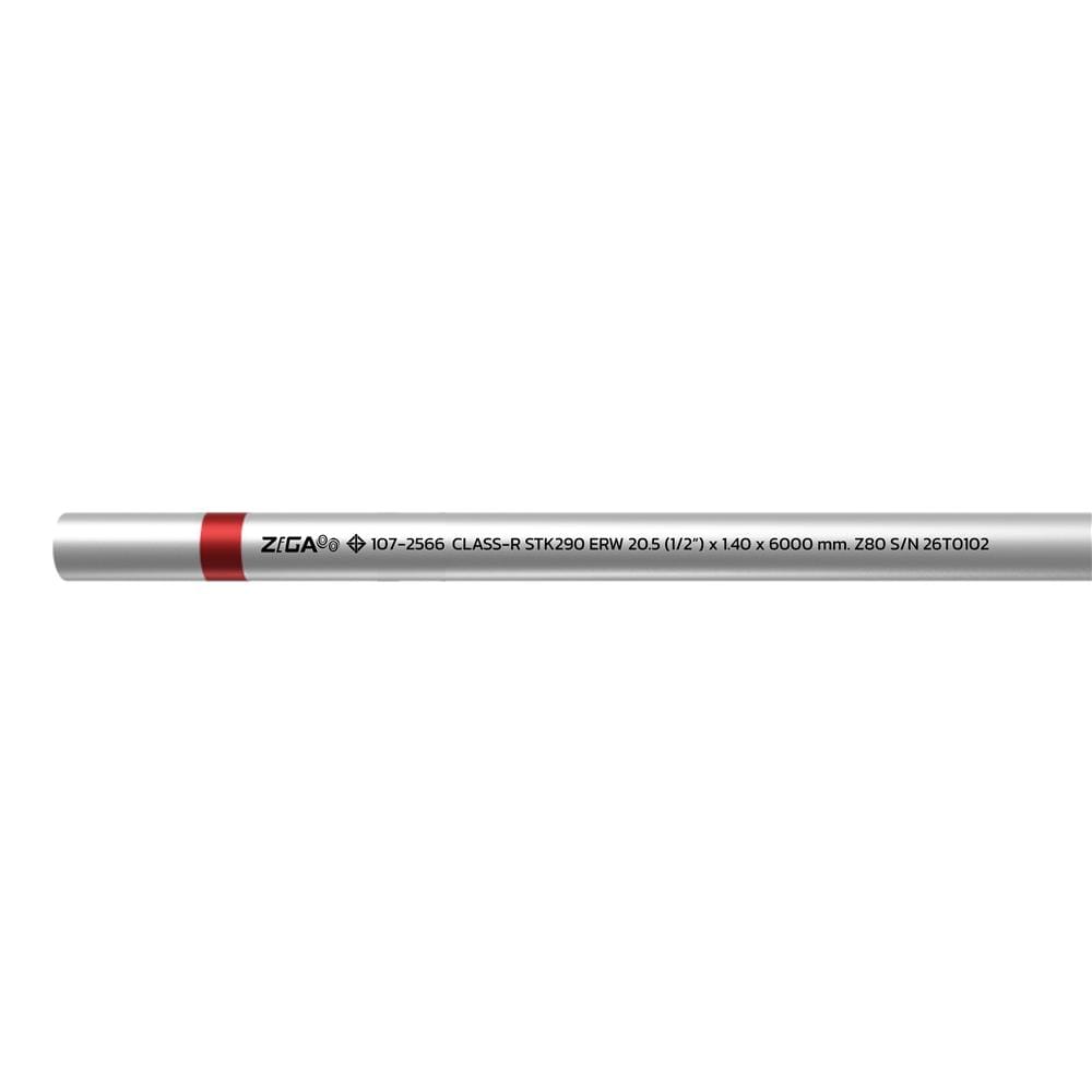 ท่อเคลือบสังกะสี ZIGA ปลายเรียบคาดแดง 1/2 นิ้ว หนา 1.30-1.35 มม. ยาว 6 เมตร