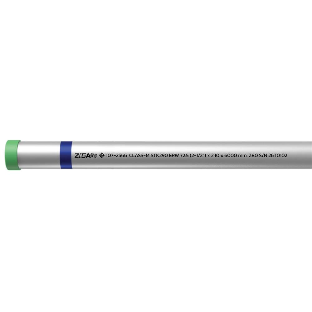 ท่อเคลือบสังกะสี ZIGA ปลายเกลียวคาดน้ำเงิน 2-1/2 นิ้ว หนา 2.00-2.10 มม. ยาว 6 เมตร