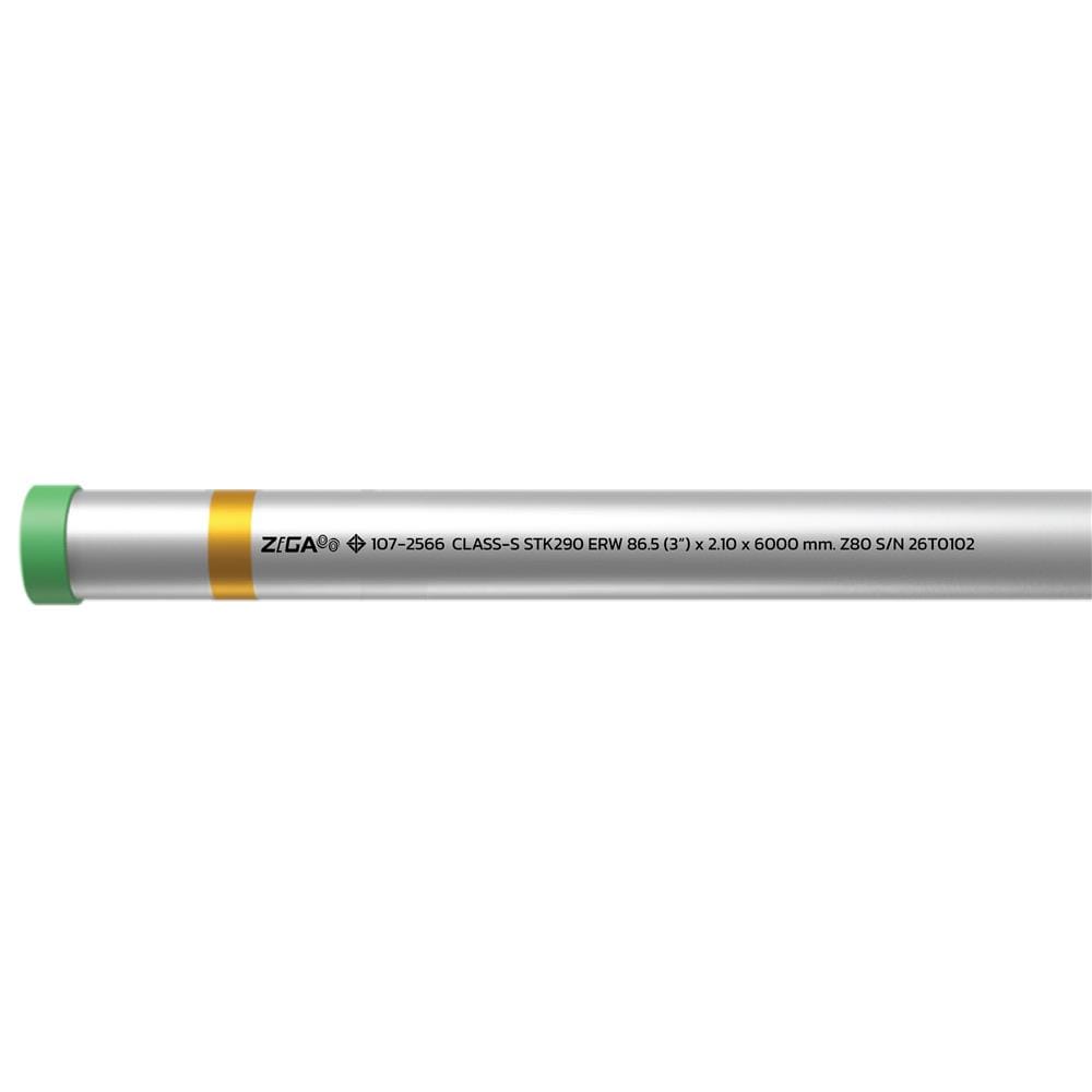 ท่อเคลือบสังกะสี ZIGA ปลายเกลียวคาดเหลือง 3 นิ้ว หนา 2.00-2.10 มม. ยาว 6 เมตร