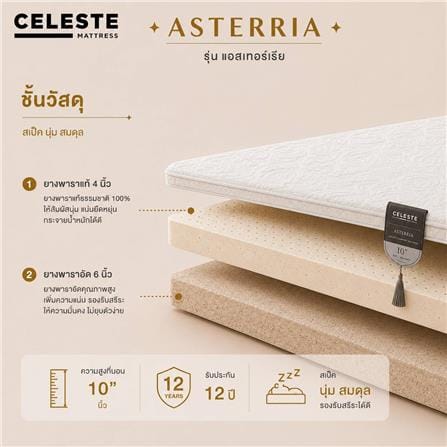 ที่นอนยางพารา 5 ฟุต CELESTE MATTRESS ASTERRIA (พร้อมชุดเครื่องนอน 10 ชิ้น)_5