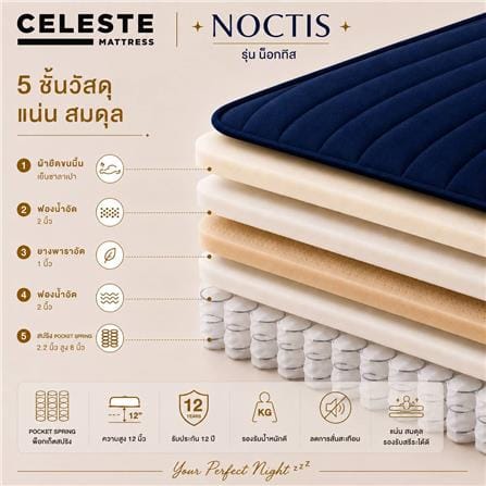 ที่นอนพ็อกเก็ตสปริง 5 ฟุต CELESTE MATTRESS NOCTIS (พร้อมชุดเครื่องนอน 4 ชิ้น)_3