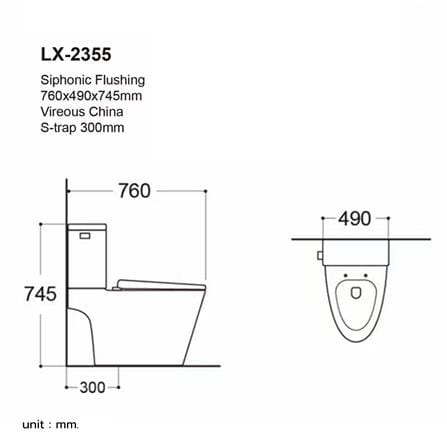 สุขภัณฑ์ 2 ชิ้น MOYA LX-2355 4.5 ลิตร สีขาว_4