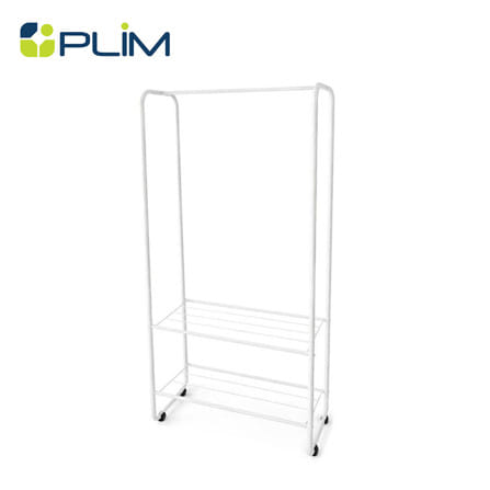 ราวแขวนผ้าพร้อมชั้นวางของ 2 ชั้น PLIM 64 ซม. สีขาว_0