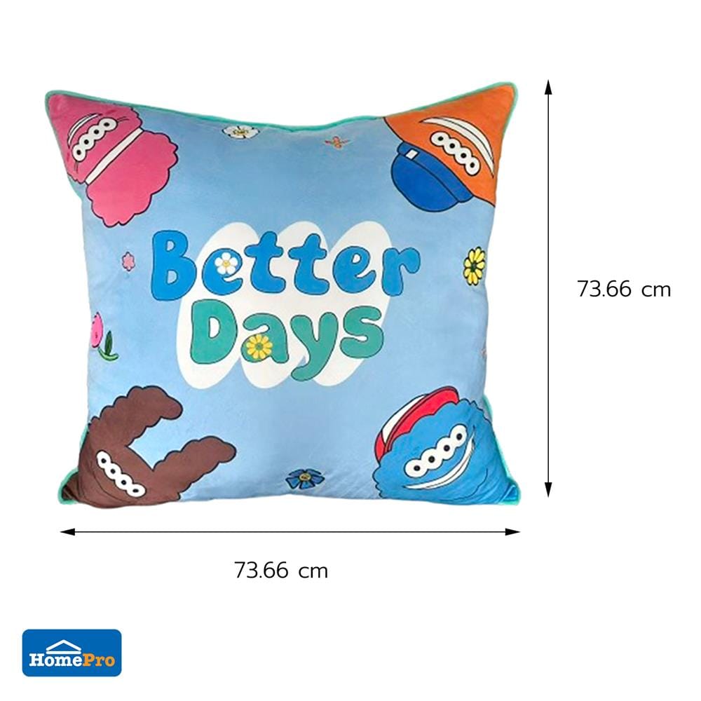 หมอนอิง SNAZZ MONSTER BETTER 29x29 นิ้ว สีฟ้า