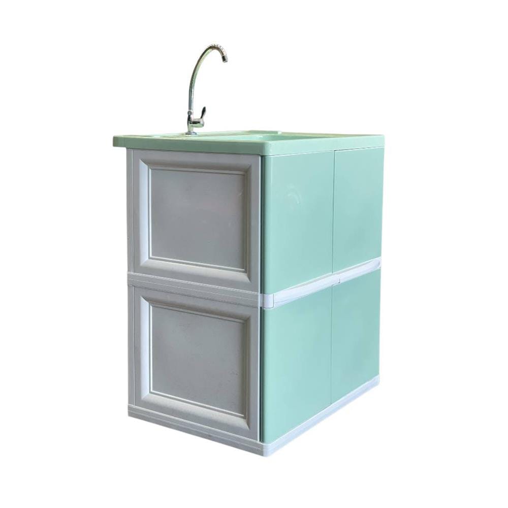 ตู้ตั้งพื้นท็อปซิงค์ 1 หลุม + ก๊อก ZE KING COLOR BATH 70x82 ซม. สีเขียว