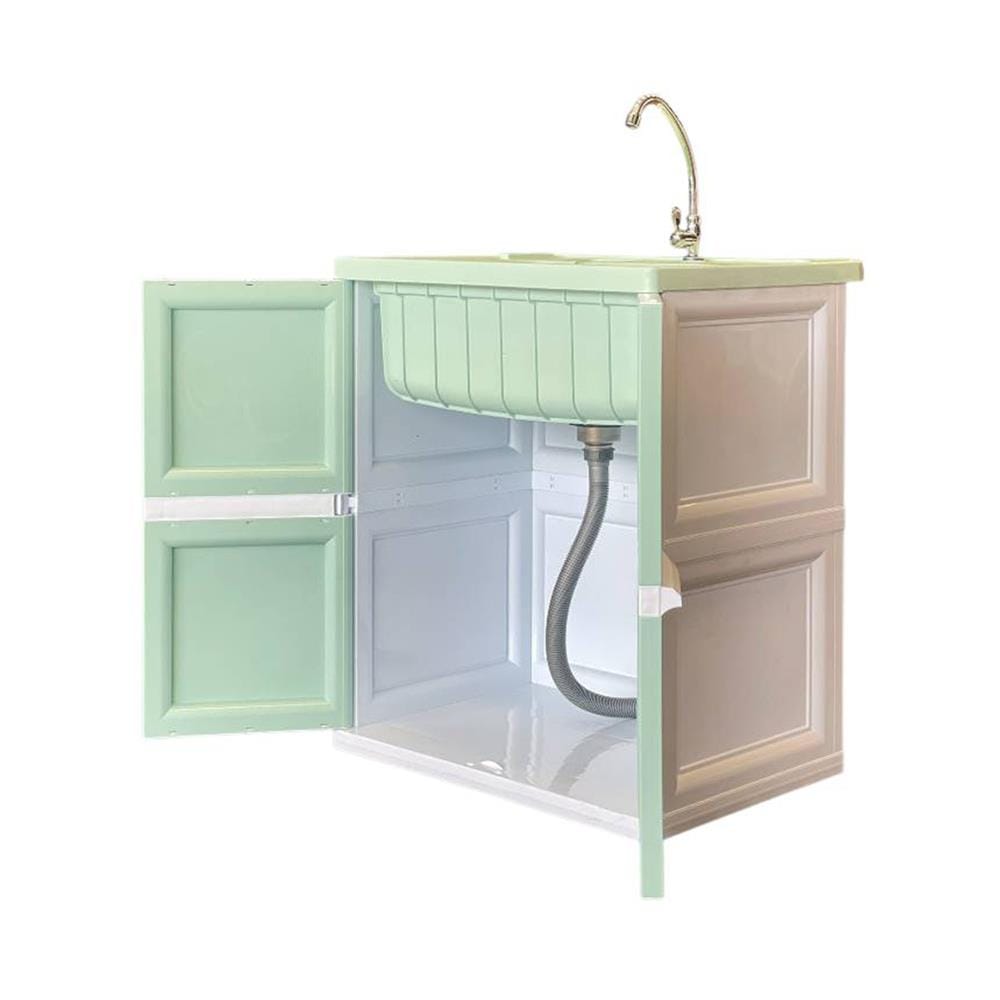 ตู้ตั้งพื้นท็อปซิงค์ 1 หลุม + ก๊อก ZE KING COLOR BATH 70x82 ซม. สีเขียว