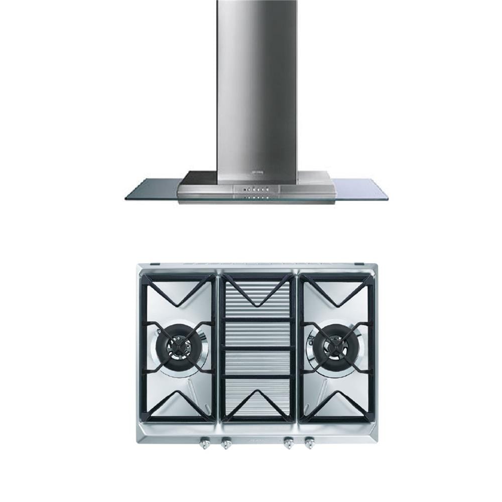 เตาฝัง+เครื่องดูดควัน SMEG SRV572XG+KSEV97X2