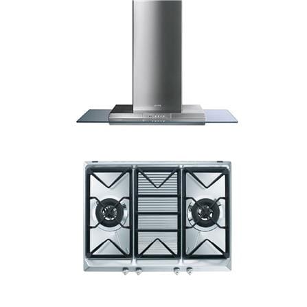 เตาฝัง+เครื่องดูดควัน SMEG SRV572XG+KSEV97X2