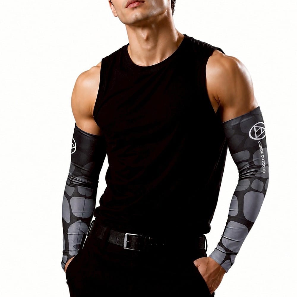 ปลอกแขนกันยูวี ALLRIDE OUTDOOR WITH ELASTIC UV70 ไซซ์ M สีดำ-เทา