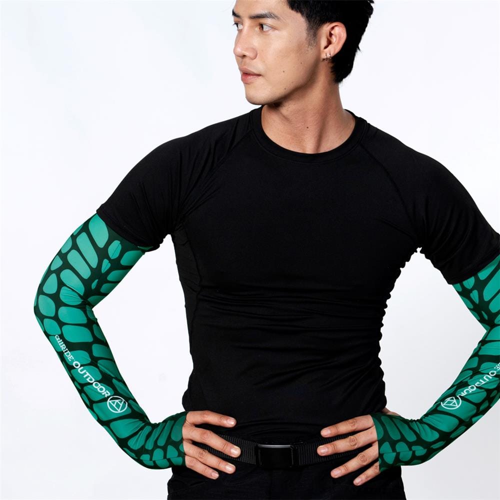 ปลอกแขนกันยูวี ALLRIDE OUTDOOR HALF HAND UV70 ไซซ์ M สีดำ/เขียว