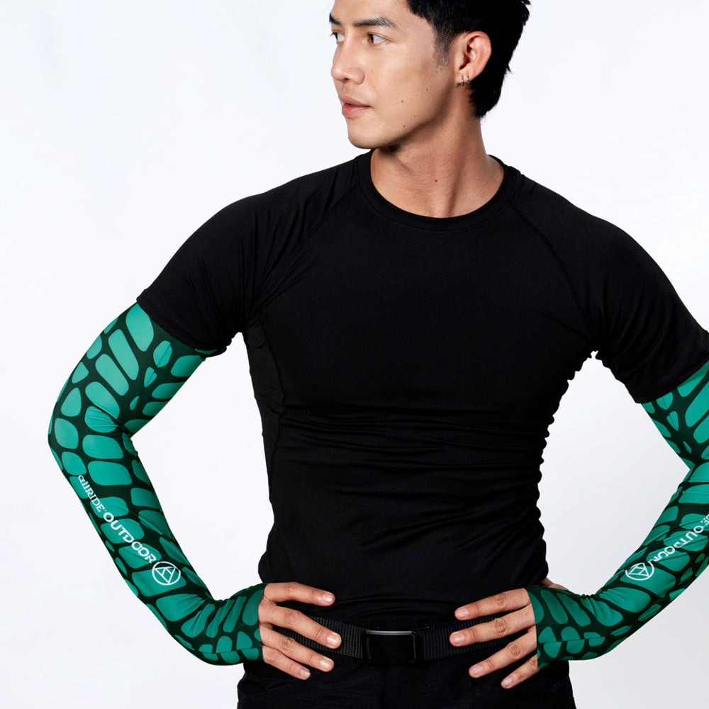 ปลอกแขนกันยูวี ALLRIDE OUTDOOR HALF HAND UV70 ไซซ์ M สีดำ/เขียว