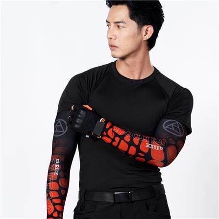 ปลอกแขนกันยูวี ALLRIDE OUTDOOR WITH ELASTIC UV70 ไซซ์ M สีดำ-ส้ม_2
