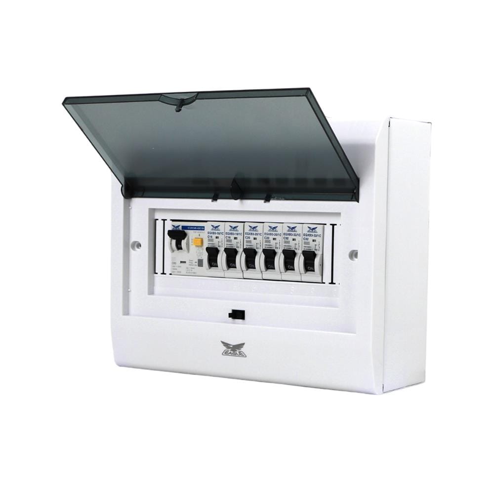 ชุดตู้คอนซูมเมอร์ยูนิต 6 ช่อง 63 แอมป์ พร้อมกันดูด RCBO EAGLE