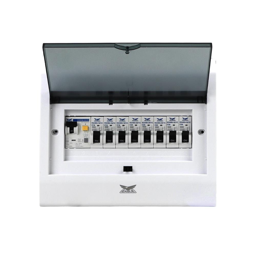 ชุดตู้คอนซูมเมอร์ยูนิต 8 ช่อง 63 แอมป์ พร้อมกันดูด RCBO EAGLE