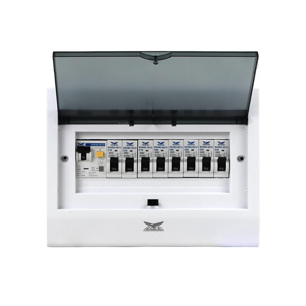 ชุดตู้คอนซูมเมอร์ยูนิต 8 ช่อง 50 แอมป์ พร้อมกันดูด RCBO EAGLE
