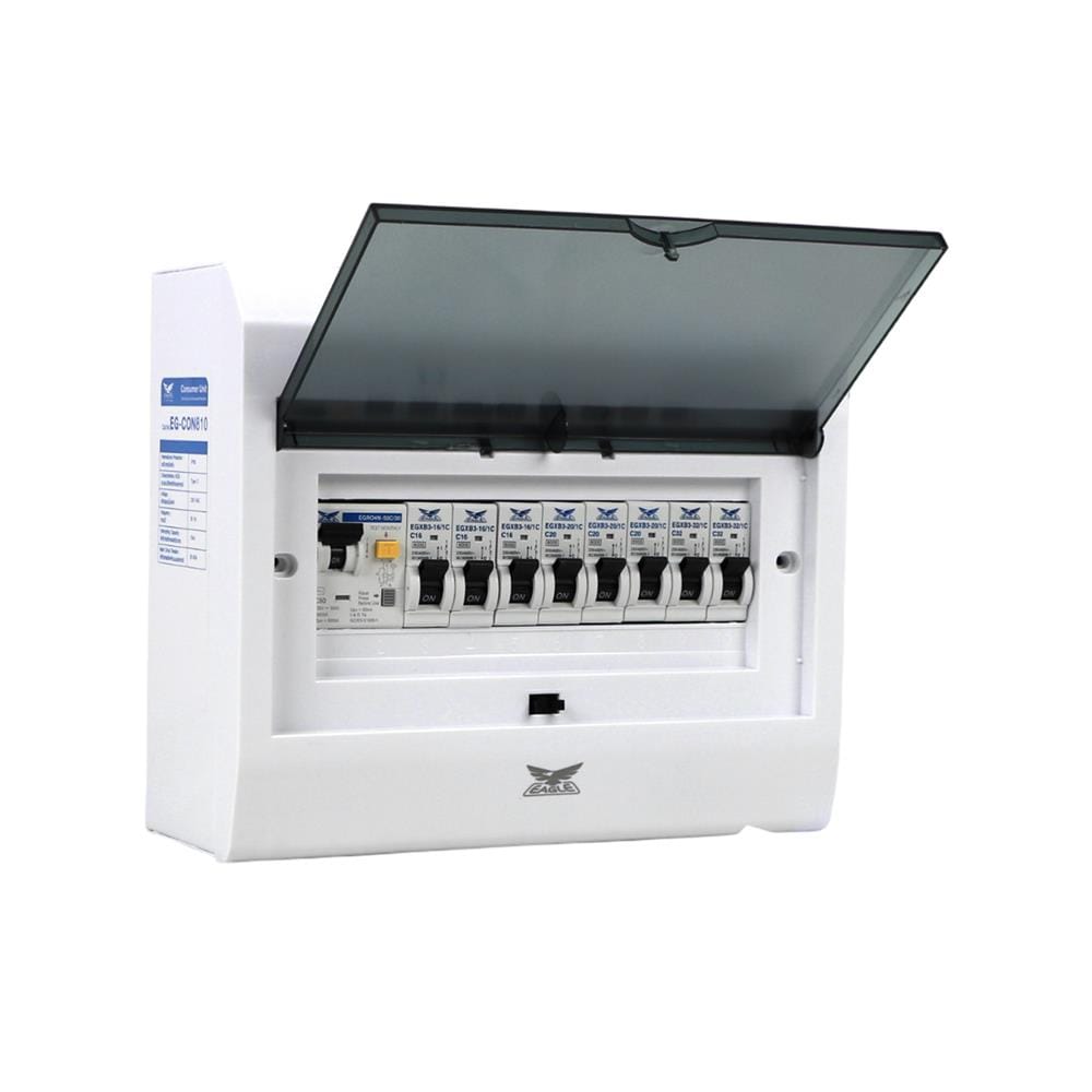 ชุดตู้คอนซูมเมอร์ยูนิต 8 ช่อง 50 แอมป์ พร้อมกันดูด RCBO EAGLE