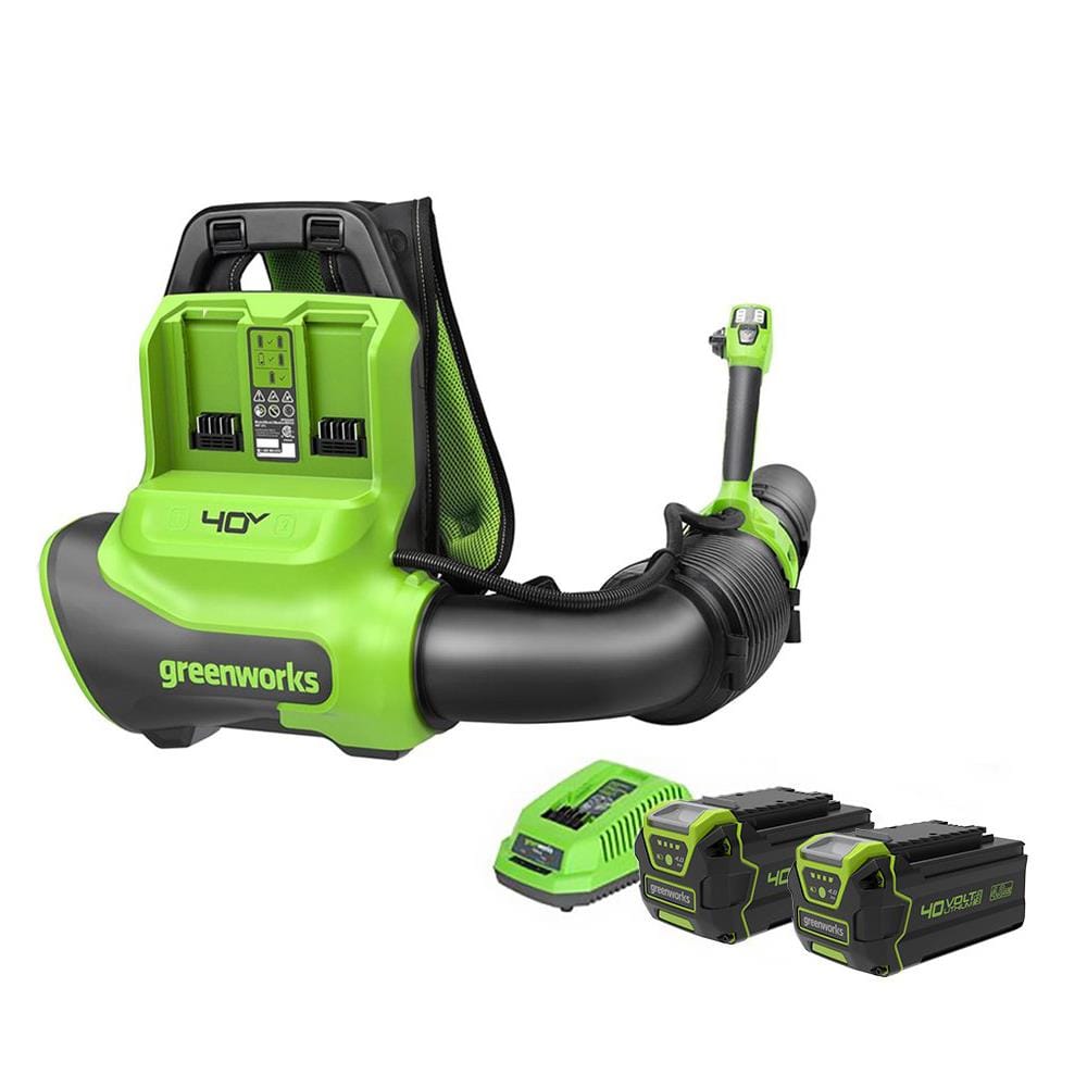 เครื่องเป่าใบไม้สะพายหลังไร้สาย (พร้อมแบตเตอรี่) GREENWORKS 40 โวลต์