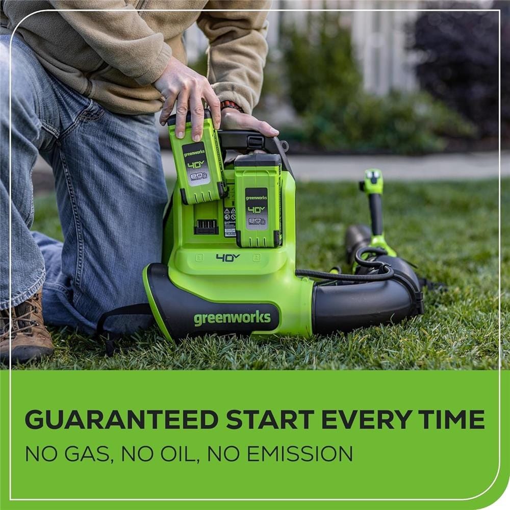 เครื่องเป่าใบไม้สะพายหลังไร้สาย (พร้อมแบตเตอรี่) GREENWORKS 40 โวลต์