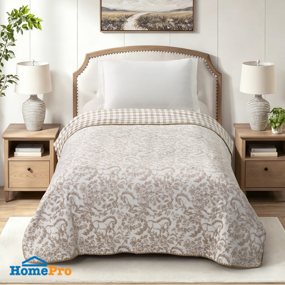 ผ้าห่ม HOME LIVING STYLE SPRIG 60x80 นิ้ว สี BROWN WHITE