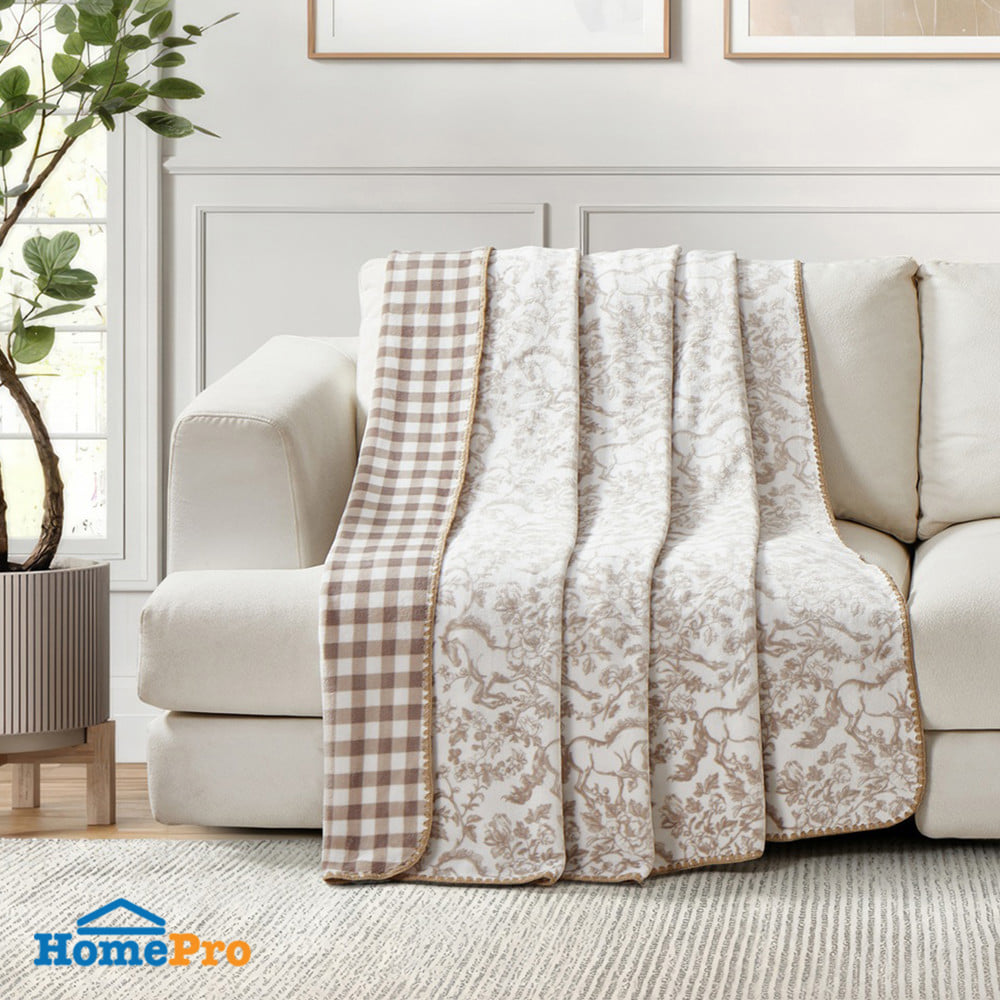 ผ้าห่ม HOME LIVING STYLE SPRIG 60x80 นิ้ว สี BROWN WHITE