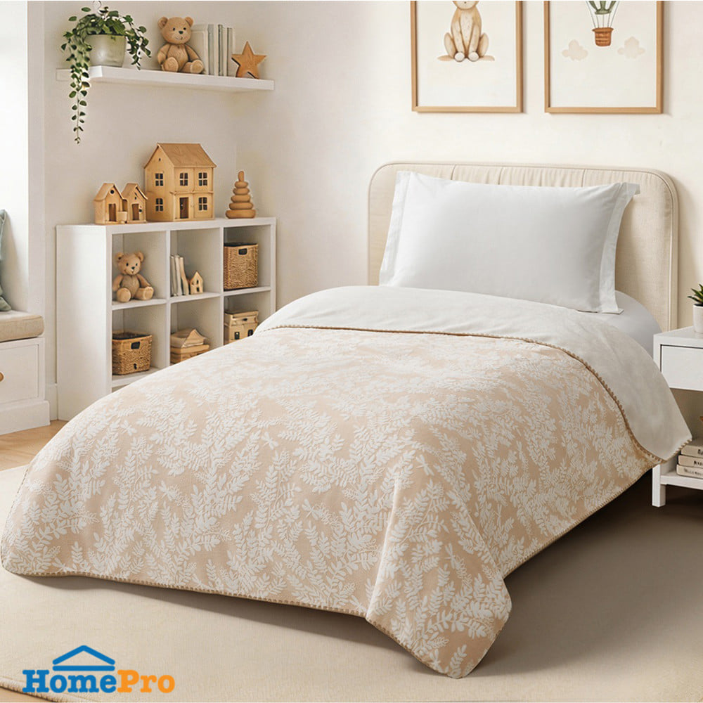ผ้าห่ม HOME LIVING STYLE SPRIG 60x80 นิ้ว สี LIGHT BROWN WHITE