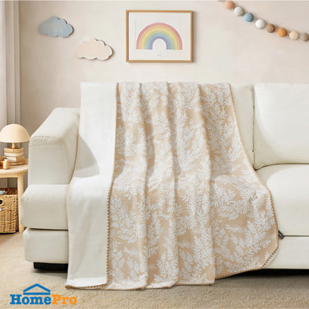 ผ้าห่ม HOME LIVING STYLE SPRIG 60x80 นิ้ว สี LIGHT BROWN WHITE_6