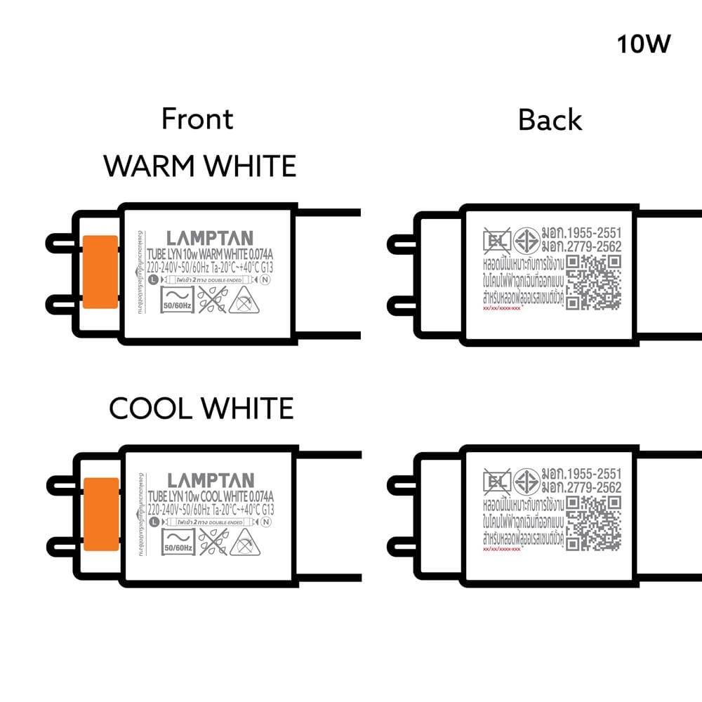 หลอด LED LAMPTAN T8 SLIDE GEN3 DE 10 วัตต์ COOL WHITE G13