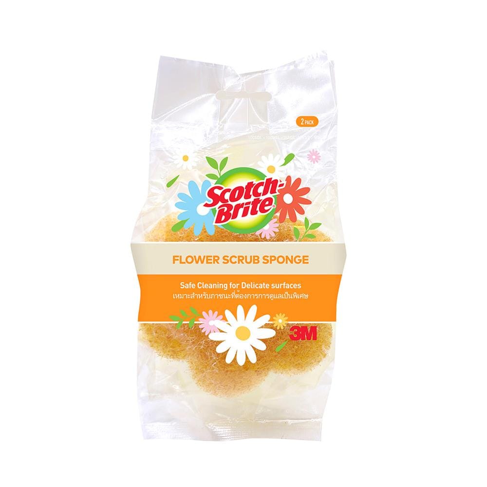 แผ่นใยขัดพร้อมฟองน้ำรูปดอกไม้ สำหรับผิวละเอียด SCOTCH-BRITE (แพ็ก 2 ชิ้น)