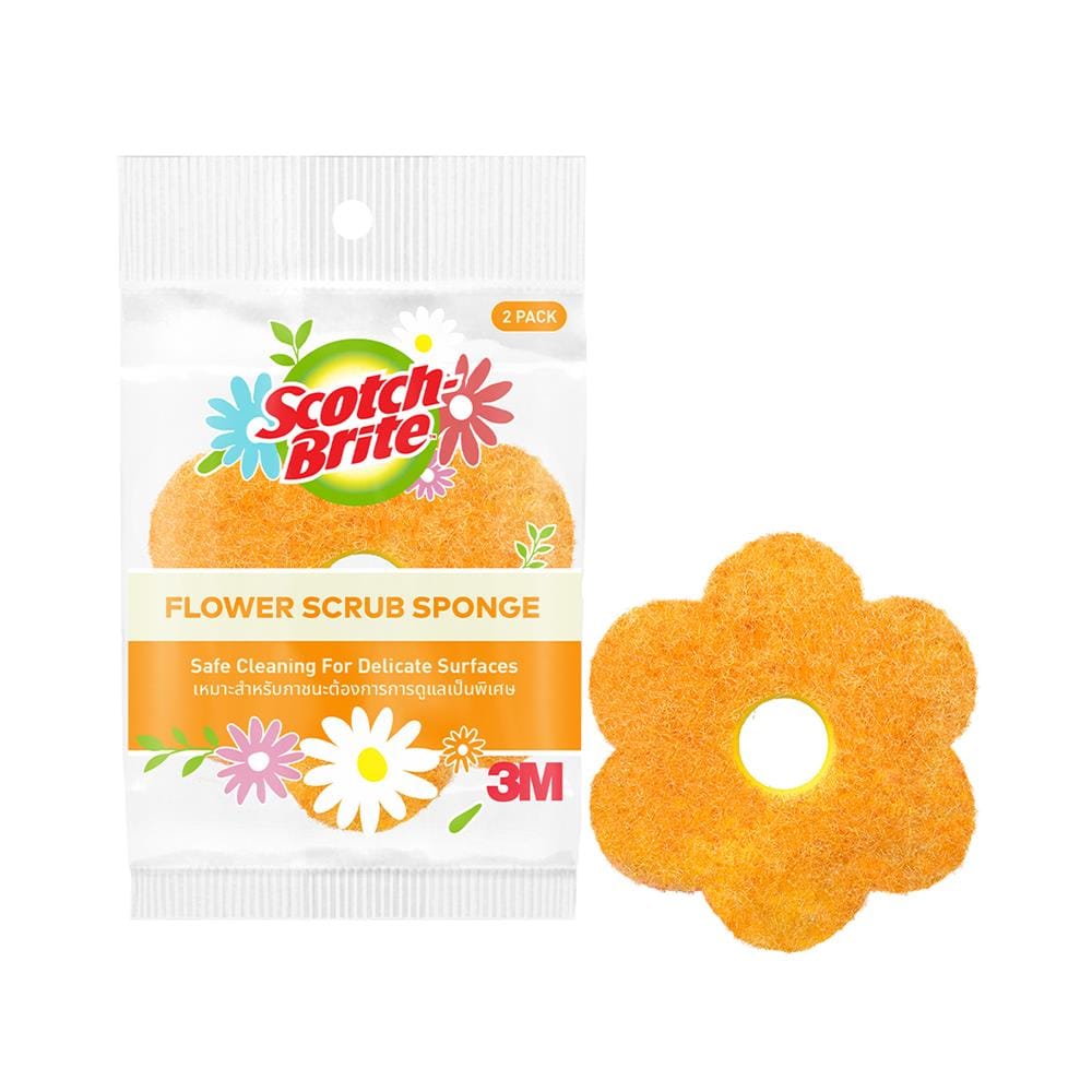 แผ่นใยขัดพร้อมฟองน้ำรูปดอกไม้ สำหรับผิวละเอียด SCOTCH-BRITE (แพ็ก 2 ชิ้น)