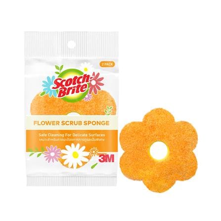 แผ่นใยขัดพร้อมฟองน้ำรูปดอกไม้ สำหรับผิวละเอียด SCOTCH-BRITE (แพ็ก 2 ชิ้น)_1