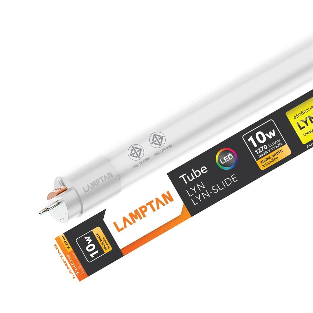 หลอด LED LAMPTAN T8 SLIDE GEN3 DE 10 วัตต์ WARM WHITE G13