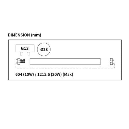 หลอด LED SHINING T8 HYBRID DE/SE 20 วัตต์ DAYLIGHT G13_5