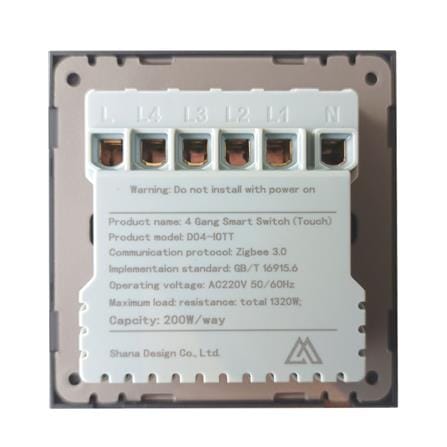 ชุดสมาร์ทสวิตช์ 4 ช่อง SAHN D04-IOTT-WHM DELA สีขาวแมท_2