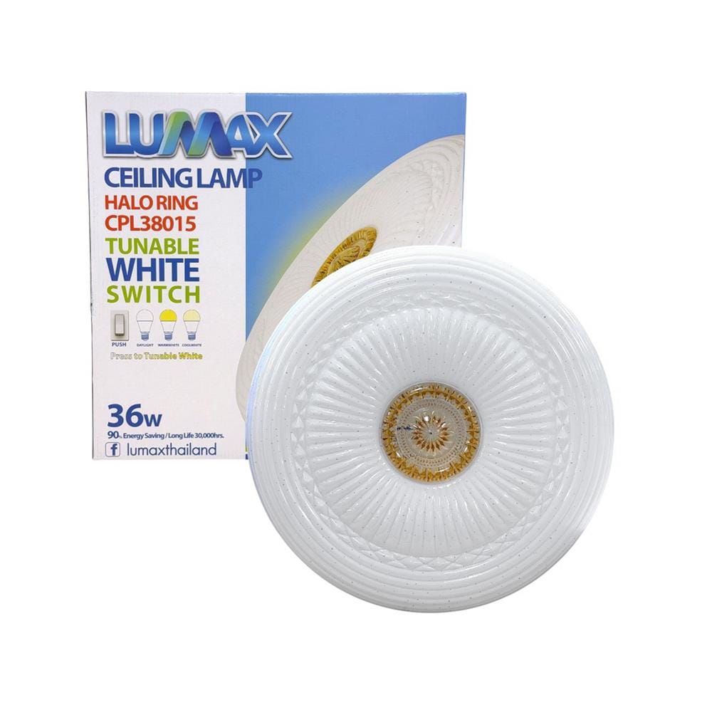 ไฟเพดาน LED LUMAX 03-A2289 15 นิ้ว 36 วัตต์ DAYLIGHT/COOL WHITE/WARM WHITE สีขาว/น้ำตาล