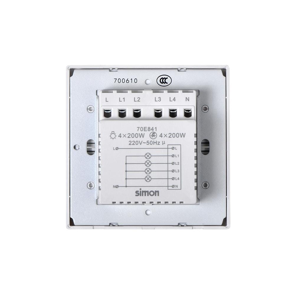ชุดสวิตช์ไฟอัจฉริยะ 4 ช่อง SIMON SIMi7-04-IOTT-GR สีเทาหม่น