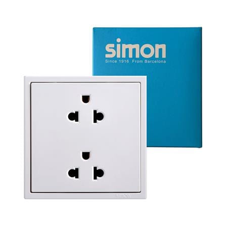 ชุดเต้ารับคู่ 3 ขา 2 ช่อง SIMON SIMi7-102L-WH สีขาว_2