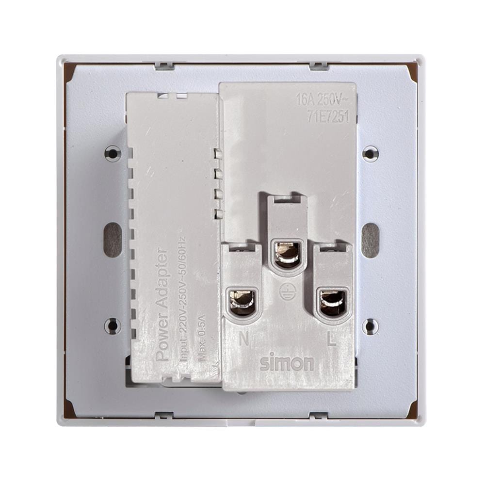ชุดเต้ารับคู่ 3 ขา พร้อม USB-A และ TYPE-C SIMON SIMi7-102LUSBC-WH สีขาว