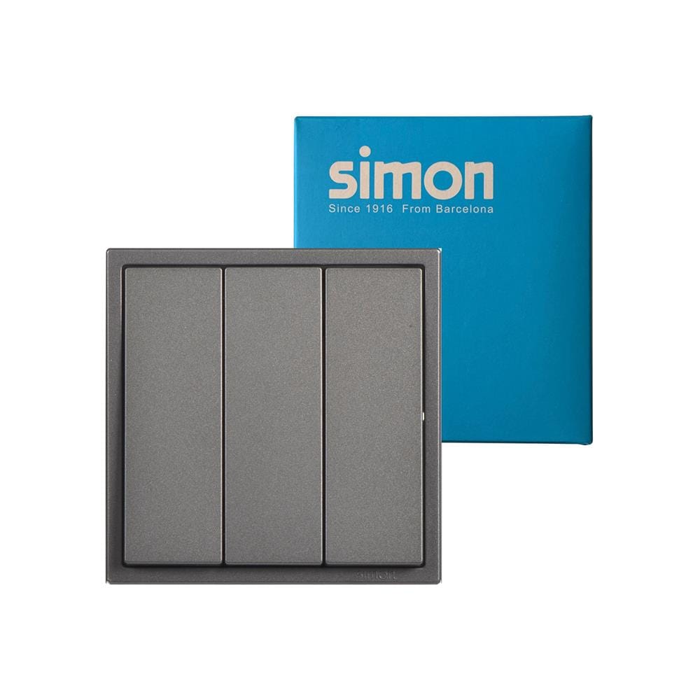 ชุดสวิตช์ทางเดียว 3 ช่อง SIMON SIMi7-031-GR สีเทาหม่น
