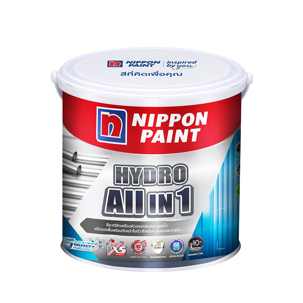 สีน้ำมันสูตรน้ำ ชนิดกึ่งเงา NIPPON PAINT HYDRO ALL IN 1 900 สีขาว  1 แกลลอน