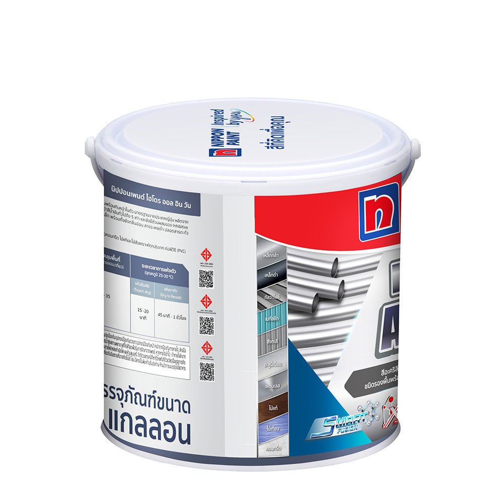 สีน้ำมันสูตรน้ำ ชนิดกึ่งเงา NIPPON PAINT HYDRO ALL IN 1 900 สีขาว  1 แกลลอน