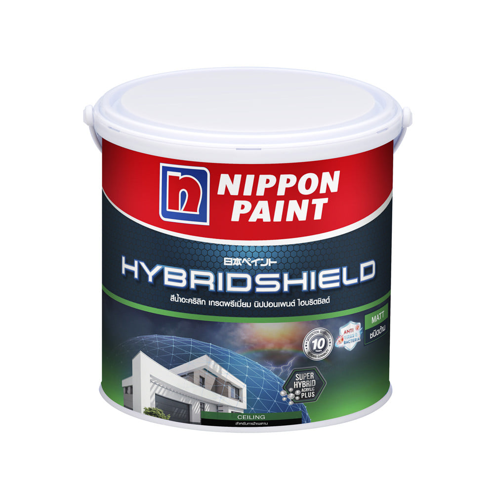 สีน้ำทาฝ้า ชนิดด้าน NIPPON PAINT HYBRID SHIELD 999  สีขาว 1 แกลลอน