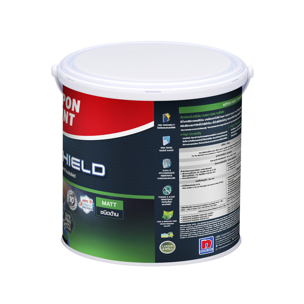 สีน้ำทาฝ้า ชนิดด้าน NIPPON PAINT HYBRID SHIELD 999  สีขาว 1 แกลลอน