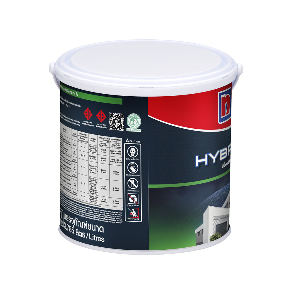 สีน้ำทาฝ้า ชนิดด้าน NIPPON PAINT HYBRID SHIELD 999  สีขาว 1 แกลลอน