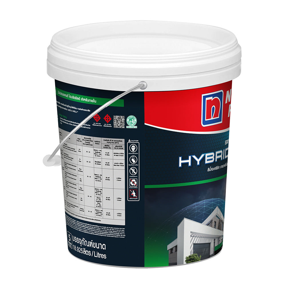 สีน้ำทาฝ้า ชนิดด้าน NIPPON PAINT HYBRID SHIELD 999  สีขาว 5 แกลลอน