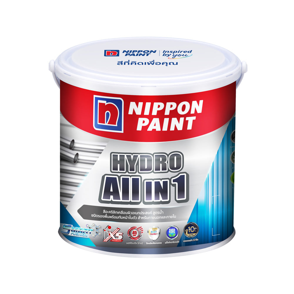 สีน้ำมันสูตรน้ำ ชนิดกึ่งเงา NIPPON PAINT HYDRO ALL IN 1  BASE A สีขาว 1 แกลลอน
