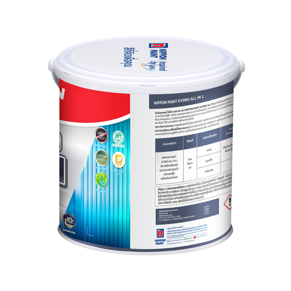 สีน้ำมันสูตรน้ำ ชนิดกึ่งเงา NIPPON PAINT HYDRO ALL IN 1  BASE A สีขาว 1 แกลลอน