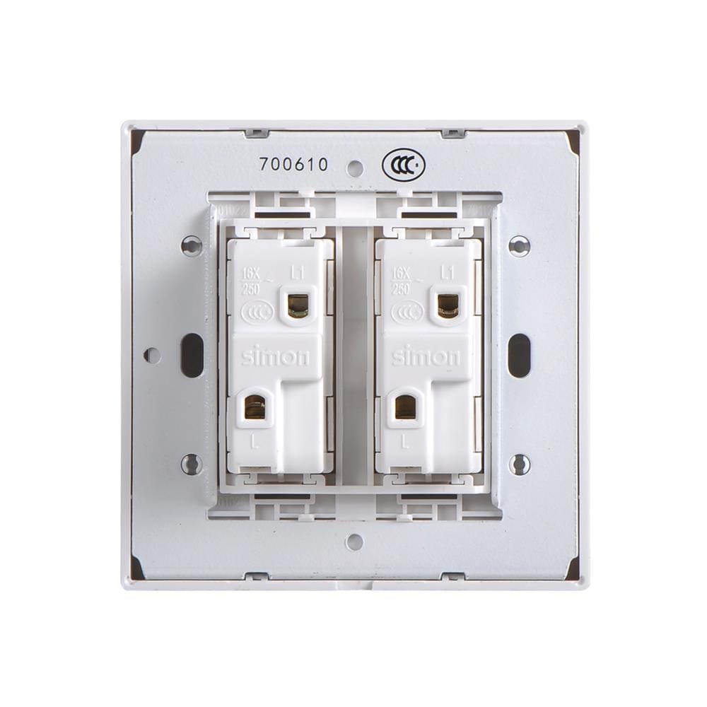 ชุดสวิตช์ทางเดียว 2 ช่อง SIMON SIMi7-021-WH สีขาว
